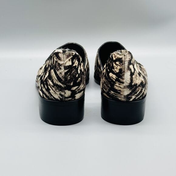 10 Crosby Derek Lam Shoes Womens 10 Black Animal Print Loafer Block Heel Pony - Picture 7 of 13